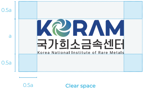 시그니처 상하 조합형 로고의 최소 공간 규정